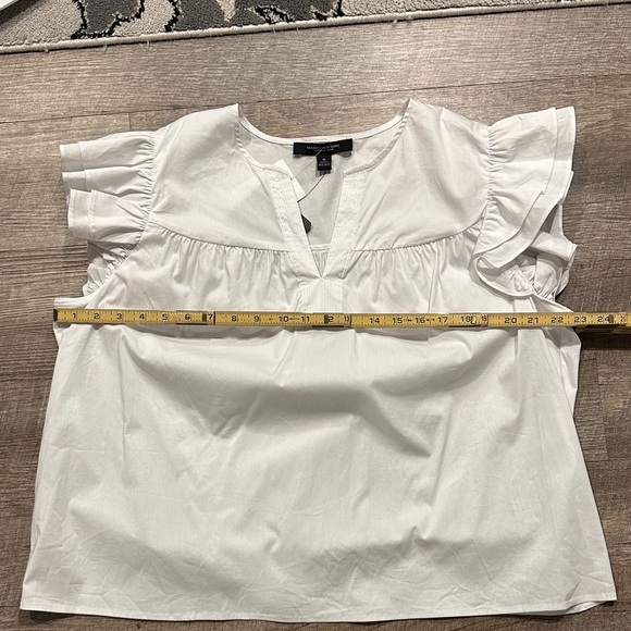 Marc New York White Ruffle flutter cap Sleeve baby doll Top size XL - Picture 8 of 9
